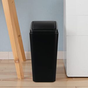 CAND 1 Pack Kitchen Garbage Can, Plastic Trash Can with Swing Lid, 16 L (Black)