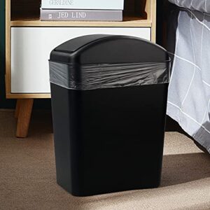 CAND 1 Pack Kitchen Garbage Can, Plastic Trash Can with Swing Lid, 16 L (Black)