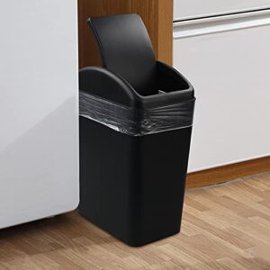 CAND 1 Pack Kitchen Garbage Can, Plastic Trash Can with Swing Lid, 16 L (Black)