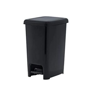 Superio Slim Step On Trash Can 6.5 Gallon, Black Waste Bin with Foot Pedal Lid 26 Liter, Kitchen, Under Desk, Office, Bedroom, Bathroom