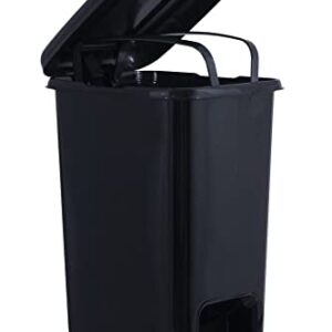 Superio Slim Step On Trash Can 6.5 Gallon, Black Waste Bin with Foot Pedal Lid 26 Liter, Kitchen, Under Desk, Office, Bedroom, Bathroom