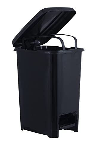 Superio Slim Step On Trash Can 6.5 Gallon, Black Waste Bin with Foot Pedal Lid 26 Liter, Kitchen, Under Desk, Office, Bedroom, Bathroom