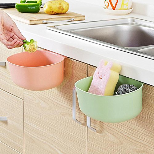 Kitchen Cabinet Hanging Garbage Waste Bin Trash Storage Container Trash Can Basket Holder Rubbish Organizer (Green)