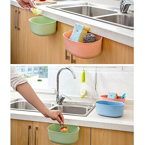 Kitchen Cabinet Hanging Garbage Waste Bin Trash Storage Container Trash Can Basket Holder Rubbish Organizer (Green)