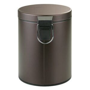 iDesign 44211EU Metal Step Trash Can with Lid, 5 Liter Waste Basket Bin with Insert for Bathroom, Kitchen, Office, 8" x 8" x 11", Bronze