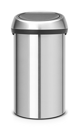 Brabantia Touch Trash Can 16 gallon/60 liter - Matte Steel Fingerprint-Proof, 484506