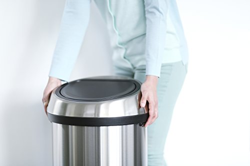 Brabantia Touch Trash Can 16 gallon/60 liter - Matte Steel Fingerprint-Proof, 484506