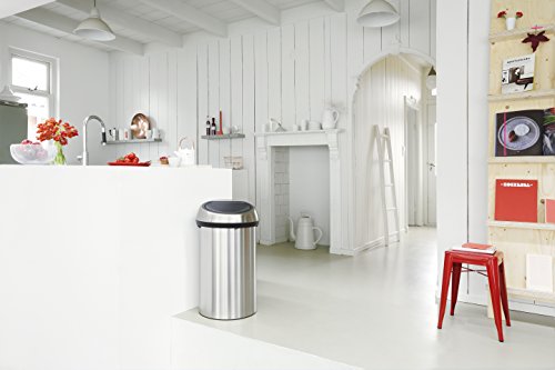 Brabantia Touch Trash Can 16 gallon/60 liter - Matte Steel Fingerprint-Proof, 484506