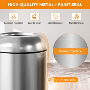 BEAMNOVA Trash Can Outdoor Indoor Garbage Enclosure with Lid Open Top Inside Cabinet Stainless Steel Industrial Waste Container, Silver