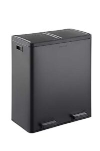 the step n’ sort 18.5 gallon extra large capacity, soft-step, dual trash and recycling bin with removable inner bins black (900702b)