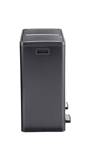 The Step N' Sort 18.5 Gallon Extra Large Capacity, Soft-Step, Dual Trash and Recycling Bin with Removable Inner Bins Black (900702B)