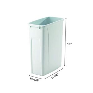 Knape & Vogt QT20PB-WH Replacement Trash Can, 15.8-Inch by 14.2-Inch by 6.6-Inch,White