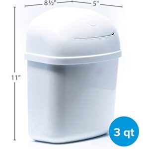 Camco RV Cabinet Mount Trash Can | Ideal for Tight Spaces in RVs, Boats, Dorms, Kitchens, Bathrooms, Laundry Rooms, and More | Spring-Top Lid | 3-Quart, White (43961)