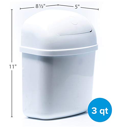 Camco RV Cabinet Mount Trash Can | Ideal for Tight Spaces in RVs, Boats, Dorms, Kitchens, Bathrooms, Laundry Rooms, and More | Spring-Top Lid | 3-Quart, White (43961)