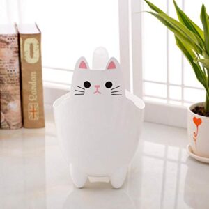 Mozacona 2pcs Cartoon Cat Shape ABS Mini Table Trash Cans Storage Buckets (Black/White)