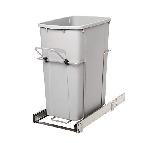 Knape & Vogt RS-PSW10-1-29-R-P in-Cabinet, 18.80 9.3 19-Inch Pull Out Trash Can, Platinum