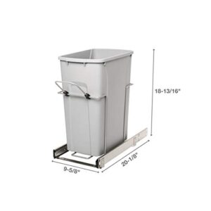 Knape & Vogt RS-PSW10-1-29-R-P in-Cabinet, 18.80 9.3 19-Inch Pull Out Trash Can, Platinum