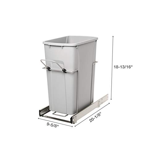 Knape & Vogt RS-PSW10-1-29-R-P in-Cabinet, 18.80 9.3 19-Inch Pull Out Trash Can, Platinum