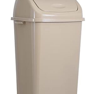 Superio Large Kitchen Trash Can 13 Gallon Beige Swing Top Trash Can with Lid, 52 Qt Garbage Waste Bin for Kitchen, Garage, Indoor, and Outdoor Trash Can