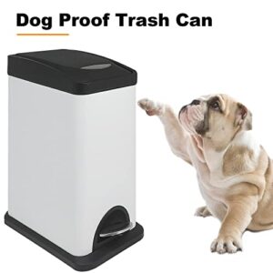 2.1 Gal/8L Small Trash Can with Lid Soft Close, Removable Inner Bin, Rectangular Step Trash Can, Slim Garbage Can for Bathroom Bedroom Office, White