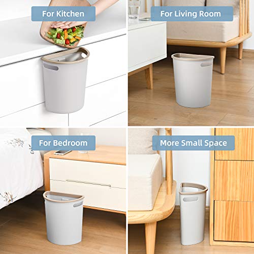 Subekyu Small Trash Can, Hanging Waste Bin Under Kitchen Sink, Plastic Wastebasket Over Cabinet Door with Top Ring to Fix Garbage Bag.