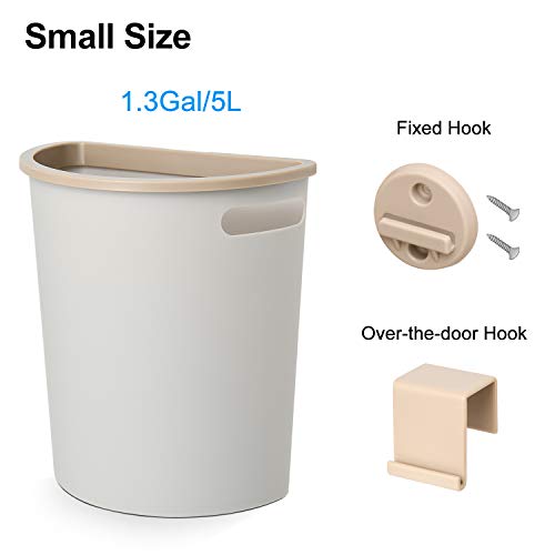 Subekyu Small Trash Can, Hanging Waste Bin Under Kitchen Sink, Plastic Wastebasket Over Cabinet Door with Top Ring to Fix Garbage Bag.