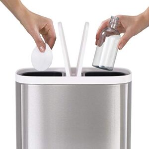 Joseph Joseph Split Step Trash Can Recycle Bin Dual Compartments Removable Buckets, 1.6 Gallon/6 Liter, Stainless Steel