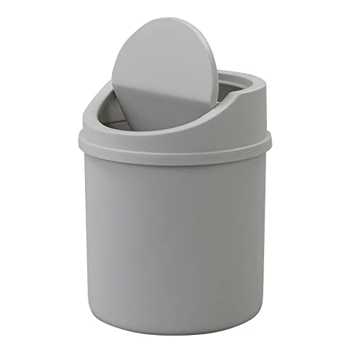 Lesbin 0.5 Gallon Plastic Mini Trash Can, Tiny Garbage Can with Swing Lid, Gray