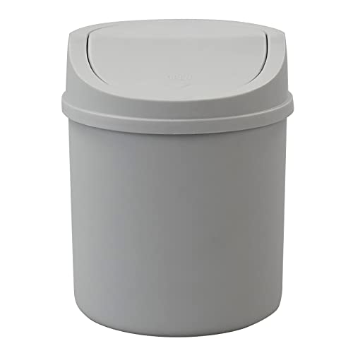 Lesbin 0.5 Gallon Plastic Mini Trash Can, Tiny Garbage Can with Swing Lid, Gray