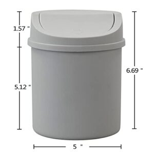 Lesbin 0.5 Gallon Plastic Mini Trash Can, Tiny Garbage Can with Swing Lid, Gray