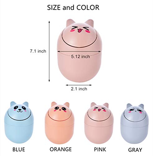 HPH Cute Mini Desktop Trash can Trash Can for Office Desktop Coffee Table Kitchen Small Garbage Can Cute Plastic Trash Can Shake Cover Bucket Small Paper Basket