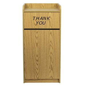 Flash Furniture Sony Laminate Wood Tray-Top Commercial Grade Trash Receptacle in Oak