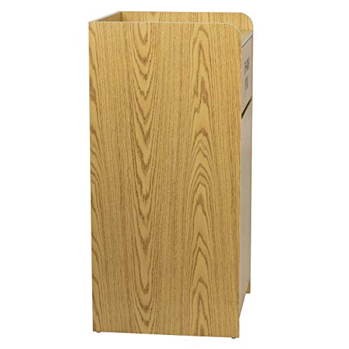 Flash Furniture Sony Laminate Wood Tray-Top Commercial Grade Trash Receptacle in Oak