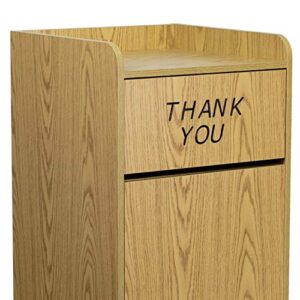 Flash Furniture Sony Laminate Wood Tray-Top Commercial Grade Trash Receptacle in Oak