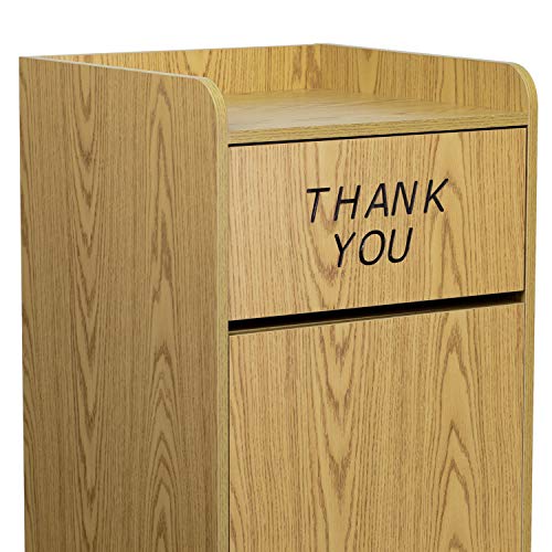 Flash Furniture Sony Laminate Wood Tray-Top Commercial Grade Trash Receptacle in Oak