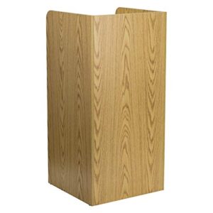 Flash Furniture Sony Laminate Wood Tray-Top Commercial Grade Trash Receptacle in Oak