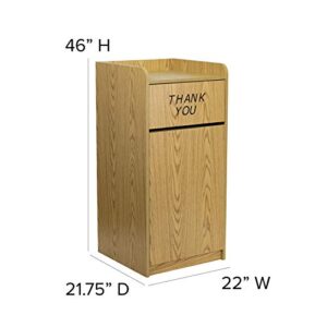 Flash Furniture Sony Laminate Wood Tray-Top Commercial Grade Trash Receptacle in Oak