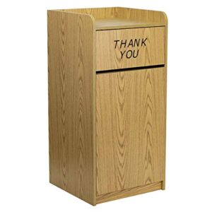 Flash Furniture Sony Laminate Wood Tray-Top Commercial Grade Trash Receptacle in Oak