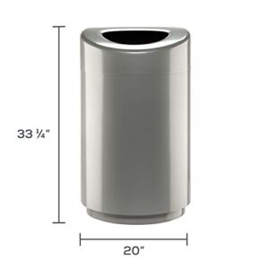 Safco Products Open Top Trash Receptacle with Liner 9920SL, Silver, 30 Gallon Capacity, Hands-Free Disposal, Modern Styling