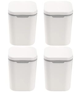 topzea 4 pack mini trash can with lid, 2l plastic press-type small garbage can for coffee table, 0.5gallon small desktop trash bin for kitchen, bedroom, rv, car, mini office wastebasket for countertop