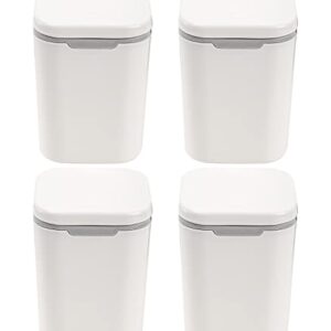 TOPZEA 4 Pack Mini Trash Can with Lid, 2L Plastic Press-Type Small Garbage Can for Coffee Table, 0.5Gallon Small Desktop Trash Bin for Kitchen, Bedroom, RV, Car, Mini Office Wastebasket for Countertop