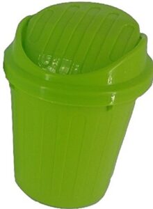 desktop mini trash can rubbish bin with swing lid (green)