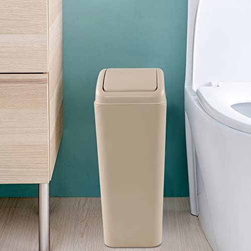 Utiao 14 L Slim Plastic Garbage Bins, Small Swing Trash Cans for Kitchen, Office, Bathroom, R