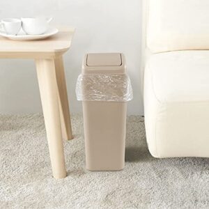 Utiao 14 L Slim Plastic Garbage Bins, Small Swing Trash Cans for Kitchen, Office, Bathroom, R