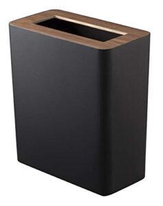 yamazaki home slim steel + wood | trash can, one size, walnut