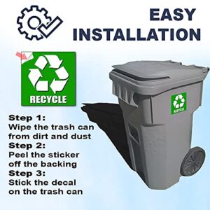 2 PC Recycling Stickers for Trash Can - 4 x 4 Vinyl Stickers - Waste Management Sticker - Trash Recycle Stickers - Green Recycling Bin Labels