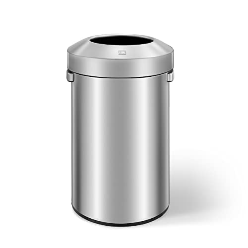 EKO Urban Commercial Round Open Top Stainless Steel Trash Can 90L