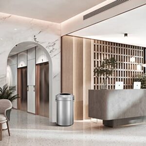 EKO Urban Commercial Round Open Top Stainless Steel Trash Can 90L