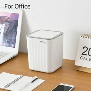 0.6 Gal Mini Desktop Trash Can with Lid, Small Square Countertop Garbage Bin, Plastic Tiny Tabletop Wastebasket for Office/Kitchen/Coffee Table, White
