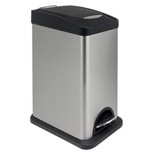 hompus 2.1gal/8l stainless steel trash can with lid soft close, removable inner waste basket, slim small garbage can for bathroom bedroom office, rectangular step trash bin, anti-fingerprint finish